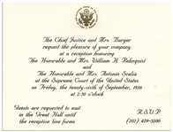 Invitation to the Investiture Ceremony of Supreme Court Chief Justice William Rehnquist and Associate Justice Antonin Scalia
